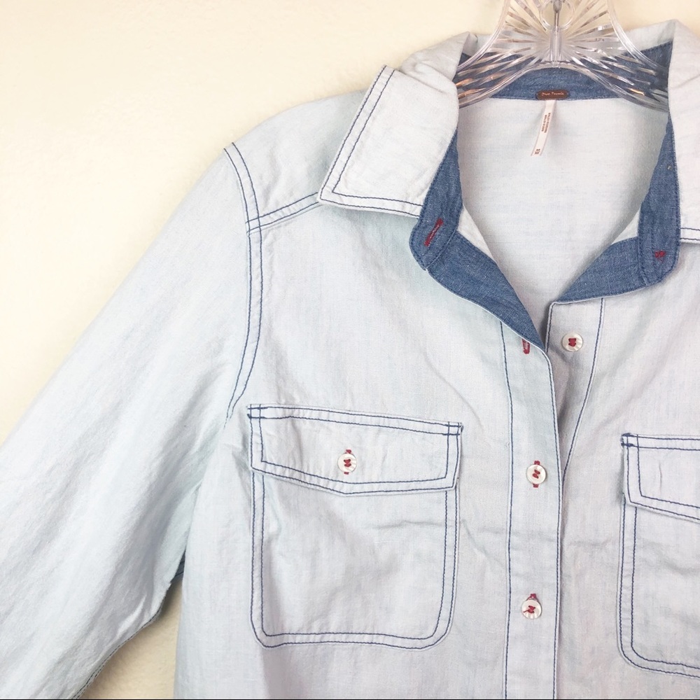 Free People Bandana Blue Bandit Top G533 - Picture 6 of 8